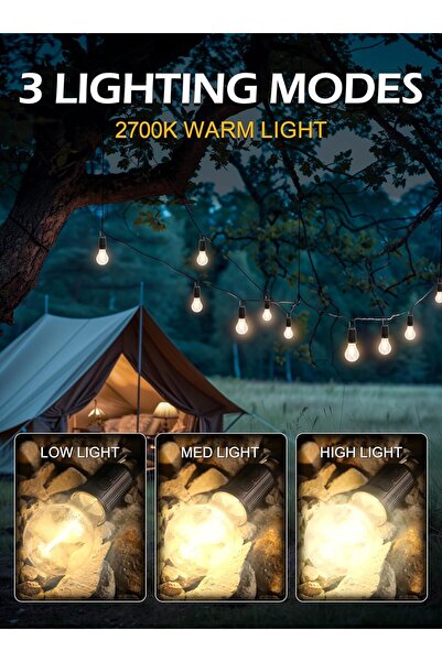 NALACAL Rechargeable Camping Light - 4-Pack Hanging Tent Bulbs, 3 Modes, USB-C