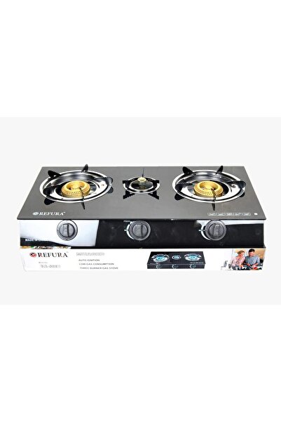 Refura - SA 3 Gas Burner Stove | Glass Top | Black | RE-8007