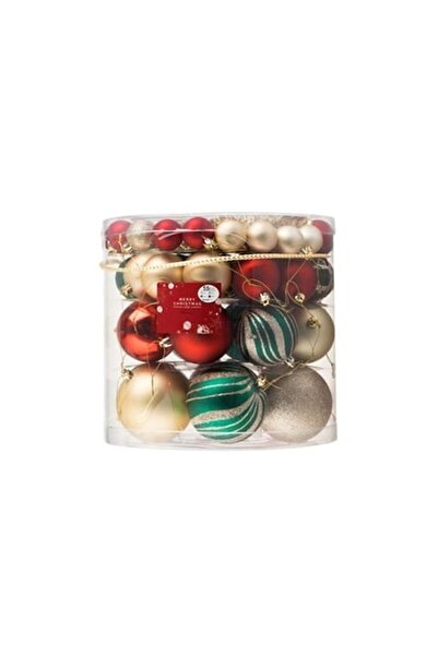 OEM Set of 55 Christmas Baubles, Various Colors and Sizes 4-6-8-10 cm – Matte, Glossy & Glitter