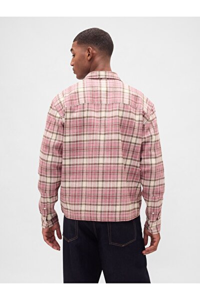 GAP Erkek Pembe Organik Pamuk Relaxed Flannel Gömlek