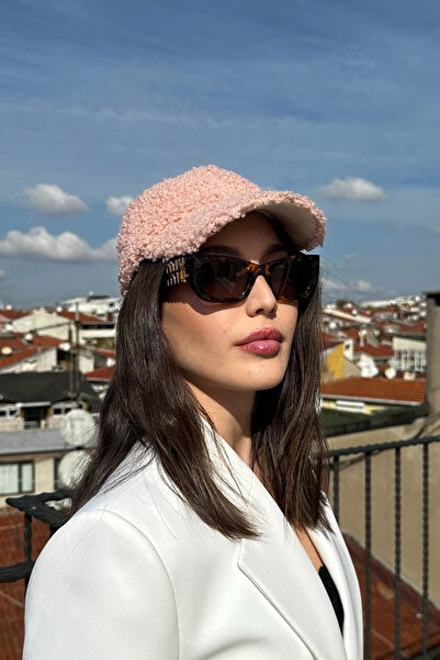 Mollycrush Women's Teddy Textured Winter Women's Visor Hat – Soft Lamb Fur Look Model