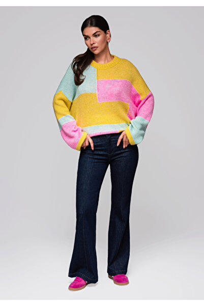 Larica by Ombre Women's Sweater LW-SWSW-0108 - yellow/mint