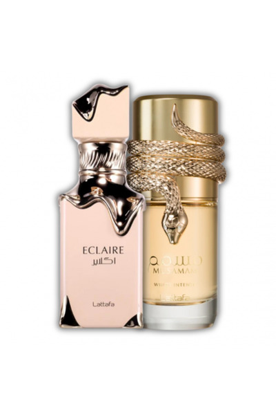 lattafa Pachet de 2 parfumuri pentru femei: Eclaire 100 ml + Musamam White Intense 100 ml