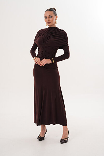 MILANOFOX Cape Drawstring Sandy Dress