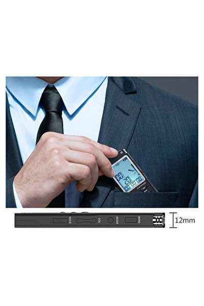 zola Mini digital voice recorder 8GB, MP3 player, VOX function, LCD screen, 6-12 m range, WAV/MP3, 10x3.5x1.2 cm, black