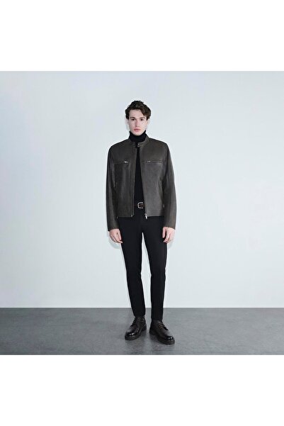 Desa Men's Brown Judge Collar Fit Leather Jacket