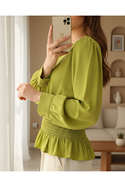 MissRunin Short Blouse with Elastic Waist