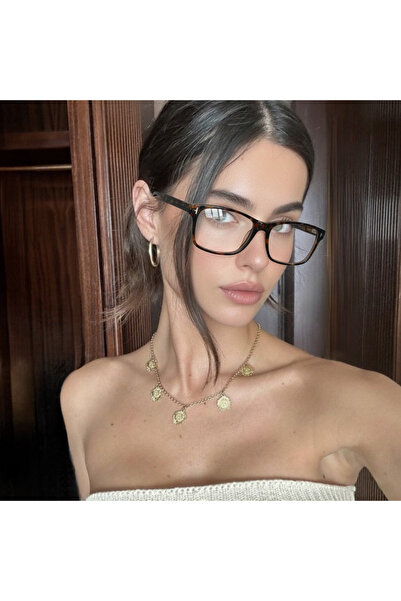 MERISU Dikdörtgen Kaplumbağa Desenli Unisex Gözlük – Optik Cam Değişimine Uygun