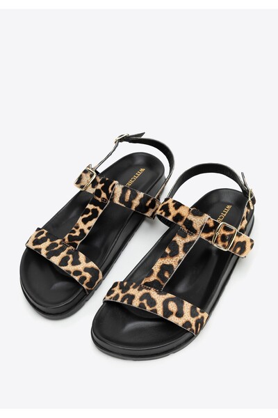 Wittchen Women's sandals made of genuine leather with an animal print