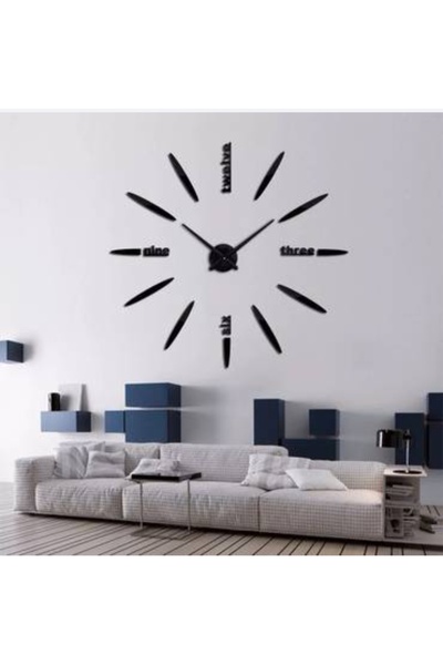 bity thok Modern wall clock with different 3D numbers, black