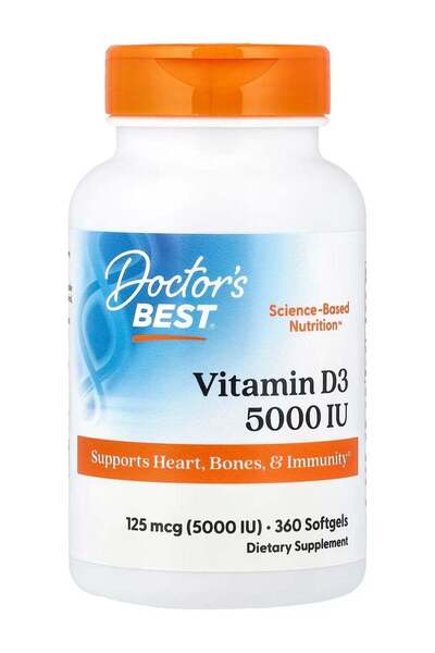 Doctor's Best Vitamin D3, 125 mcg (5,000 IU), 360 Softgels