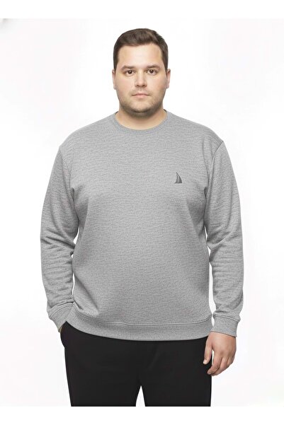 TANİŞ GİYİM JUMBO BATTAL BÜYÜK BEDEN SIFIR YAKA LİKRALI İNCE KOMPAKT PENYE LİKRALI BASIC DÜZ RENK SWEATSHIRT