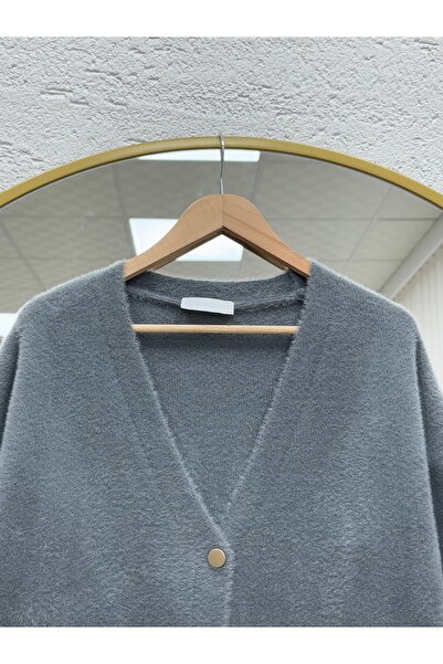 BENAHOLL Alivia Metal Button Long Beard Cardigan-Kr5032 Anthracite