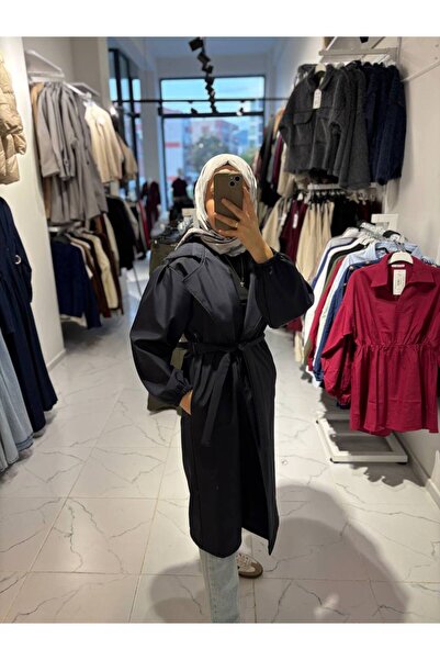 Butik kadın balon kol trençkot