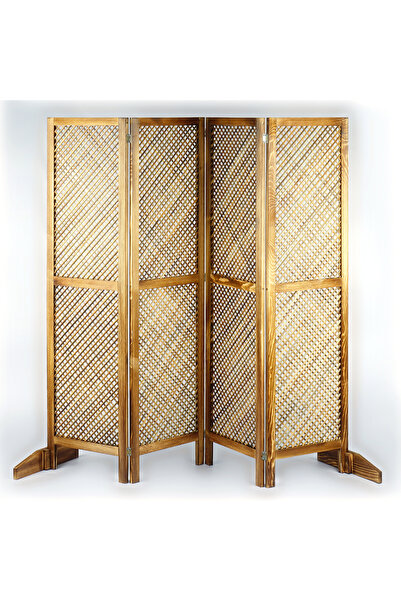 WOODENSA Ahşap Paravan Ahşap Seperatör Oda Bölücü Ofis Paravan 4 Kanat Paravan