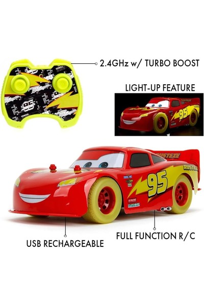 Jada ألعاب التحكم عن بعد Lightning McQueen Glow Racers 1:14