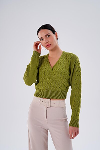 ŞİMAL Women's Knitted Pattern Double-Breasted Collar Knitwear Knitted Sweater 255152 -