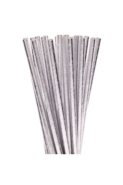 Paper Straws , 100 pcs/set, metallic appearance, silver