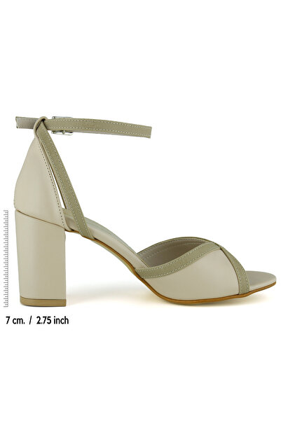 Erkan Saçmacı Charlotte Ten Vegan Cross-Strapped Mesh Thick Heeled Elegant Evening Dress Shoes