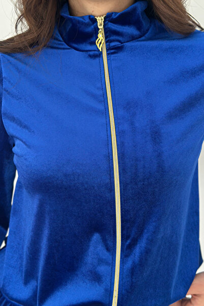 MODAMİNEM Women's Zippered Velvet Tracksuit Set