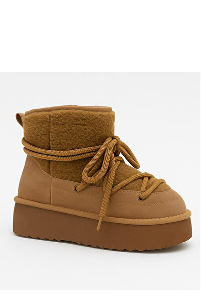 GARKONY Ghete dama din Piele Naturala Camel cu textil blanita FrostLine