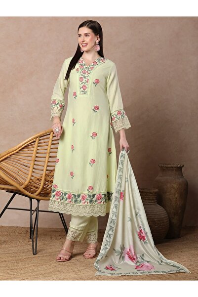 PRIYA'S PANACHE Floral Printed A-Line Kurta Set with Pant and Dupatta | Party & Festive Indian Dress Salwar Suit Set