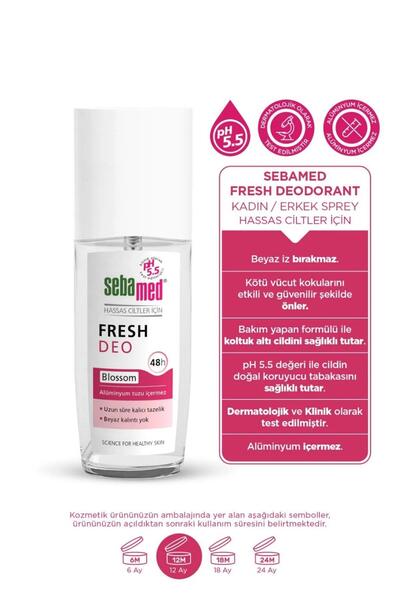 Sebamed Fresh Deo Blossom 75 ml Hassas Ciltlere Özel Aluminyumsuz 48 Saat Etkili Unisex Deodorant