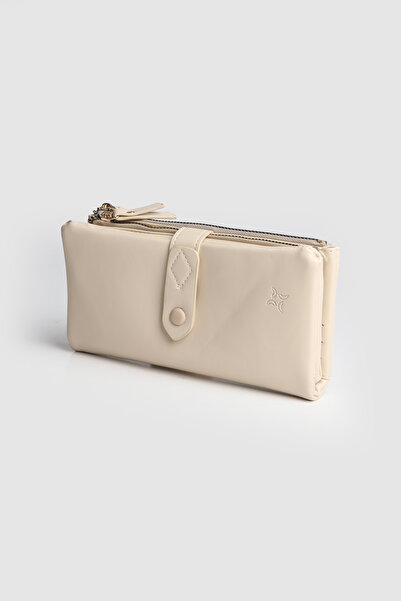 La La'Graccio Paris La'Graccio Paris Women's Bika Soft Leather Useful Large Size Wallet Cream