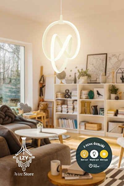 Lzy Avize Store İmza Model 3 Renk Işıklı Power Ledli Salon Mutfak Oda Hol Led...
