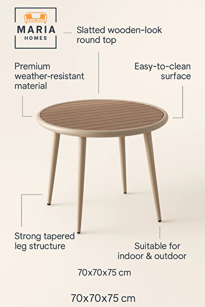 MARIA HOMES Modern Round Outdoor Table | Patio, Garden, Balcony, Dining, Café Furniture Durable Design