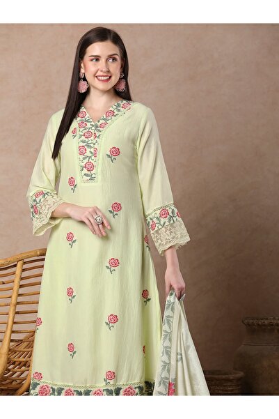PRIYA'S PANACHE Floral Printed A-Line Kurta Set with Pant and Dupatta | Party & Festive Indian Dress Salwar Suit Set