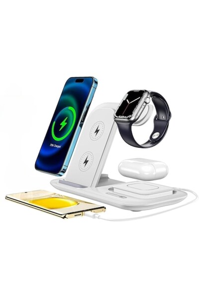 AdyMel 5-in-1 Wireless Fast Charger with Night Light, 15W (White)