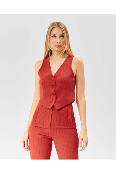 Milamia Women's Striped Buckle Short Vest