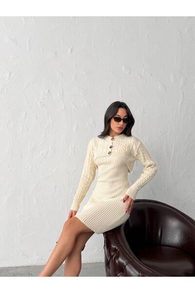 NEWCO Σετ Μίνι Φόρεμα με κοτλέ Ζαρτιέρες και Ζακέτα Μπολέρο Διπλό Πλεκτό Σετ