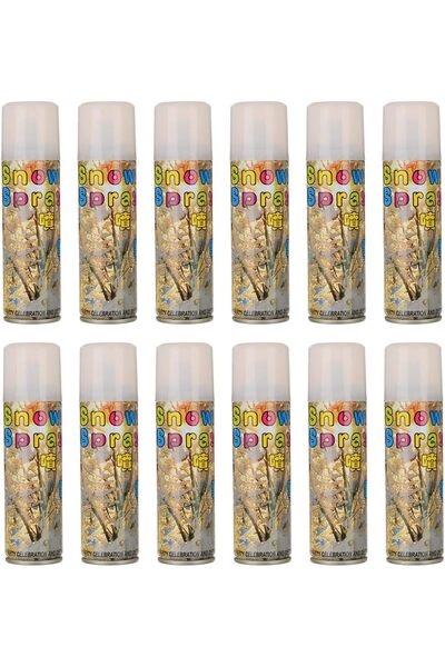Yuwell بخاخ ثلج أبيض لتزيين الحفلات بشريط مجنون، تأثير تساقط الثلوج الواقعي 250 مل (12 قطعة)