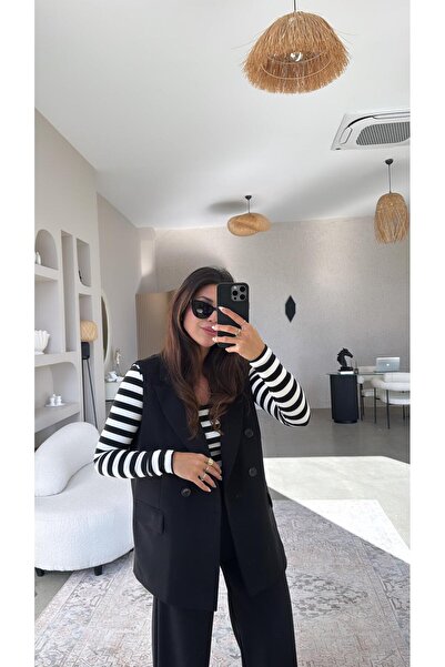 Buket Teke Black Fabric Lined Vest