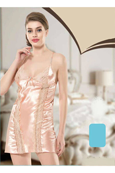 Stylish A short nightgown in a soft, feminine color, adorned with lace for a ...
