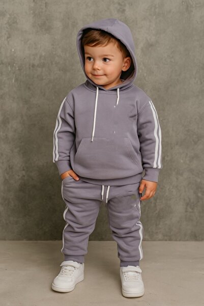 ESKİŞEHİR YUMURCAK Three-Thread Tracksuit with Fleece Lining and Side Stripes