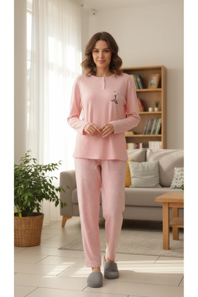 gigigiyim Floral Patterned Women's Pajama Set Pink