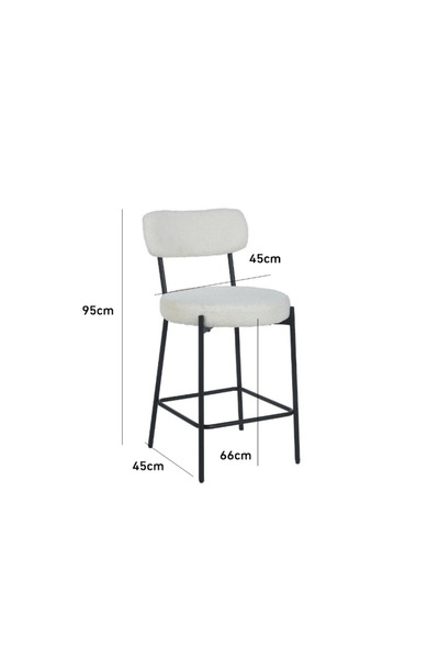 BAITY Bouclé Bar Stool White - 95 cm