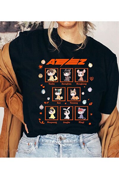 barsdepo Tricou cu imprimeu Ateez, Tricou oversize unisex pentru copii / adulți