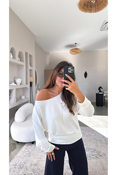 Buket Teke Μπλούζα Modal με λευκό λαιμόκοψη
