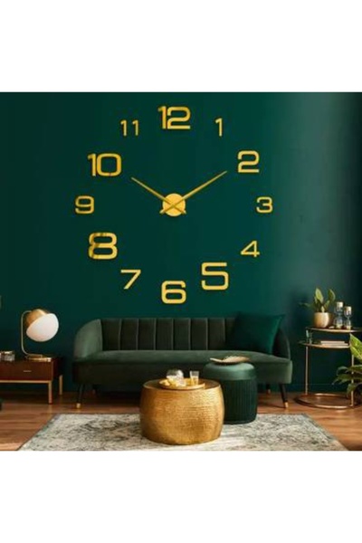 bity thok Modern gold wall clock with 3D gold numbers