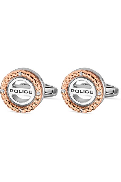 Police Pink-Gold Cable and Silver Cufflinks for Men