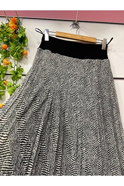 edu collection Patterned Chiffon Bohe Bell Skirt with Lining