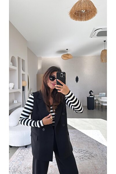 Buket Teke Black Fabric Lined Vest