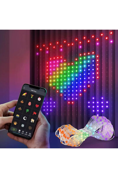 SD WORKS ستارة LED ذكية متغيرة الألوان مع تحكم بلوتوث، إضاءة ستائر ذكية RGB بطول 2 متر و400 مصباح LED