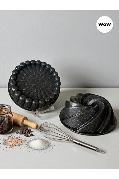 Genel Markalar 2’li Rüzgar Granit Döküm Kek & Tart Kalıbı Siyah - 26cm