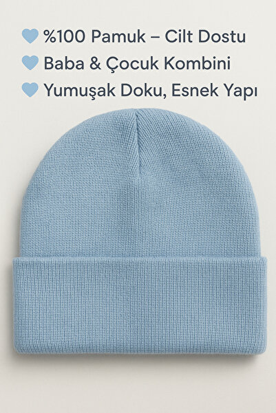 MYZİ STORE Beretă combinată tată și fiu – Căciulă tricotată (Set de 2)