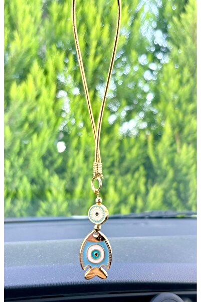 Azrua Gilded Light Blue Fish Car Mirror Ornament Car Charm Bag Accessory